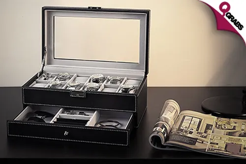 From QR149 Keep your Watches, Jewelry & Sunglasses Neatly Lined Up with Leather Organizers - Comes with Lock & Key! (Up to QR349 Value)